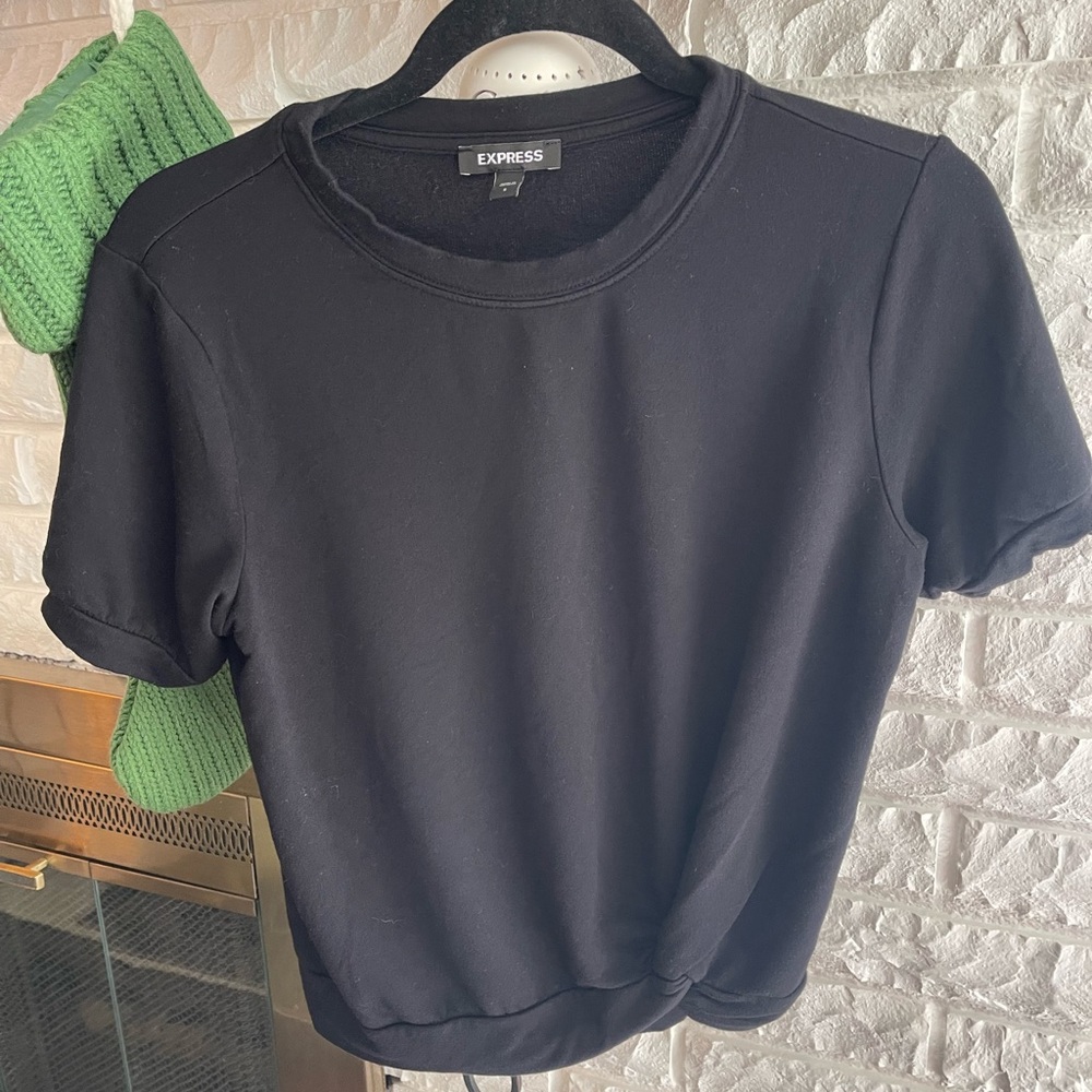 Express twist front short sleeve sweatshirt